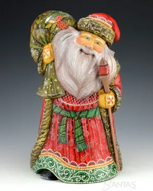 All Christmas Russian Santa with Holly Berry Toybag