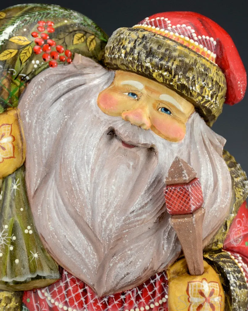 All Christmas Russian Santa with Holly Berry Toybag