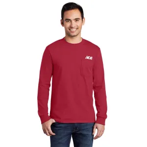 Artcraft XL Sizes Unisex Long Sleeve Red Pocket T-Shirt