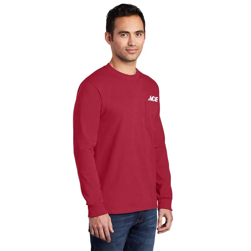 Artcraft XL Sizes Unisex Long Sleeve Red Pocket T-Shirt