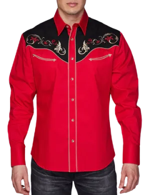 Avalon Men's Embroidery Western Red Shirts