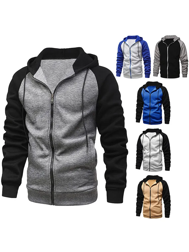 Contrast Color Zipper Hoodies Jacket