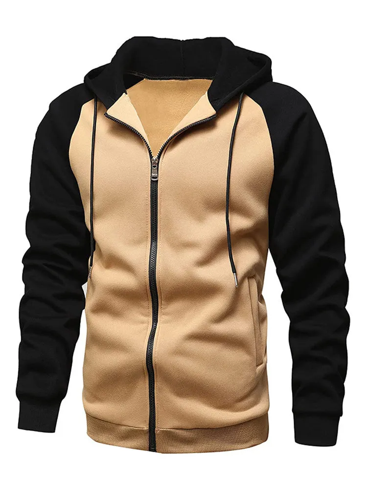 Contrast Color Zipper Hoodies Jacket