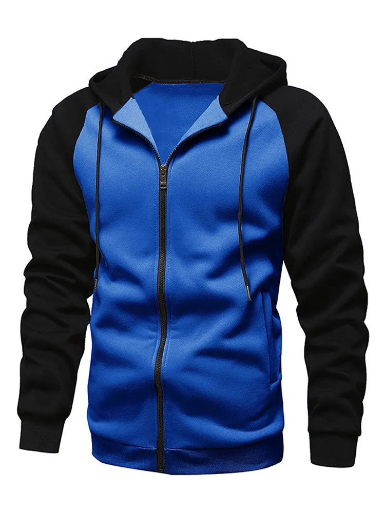 Contrast Color Zipper Hoodies Jacket