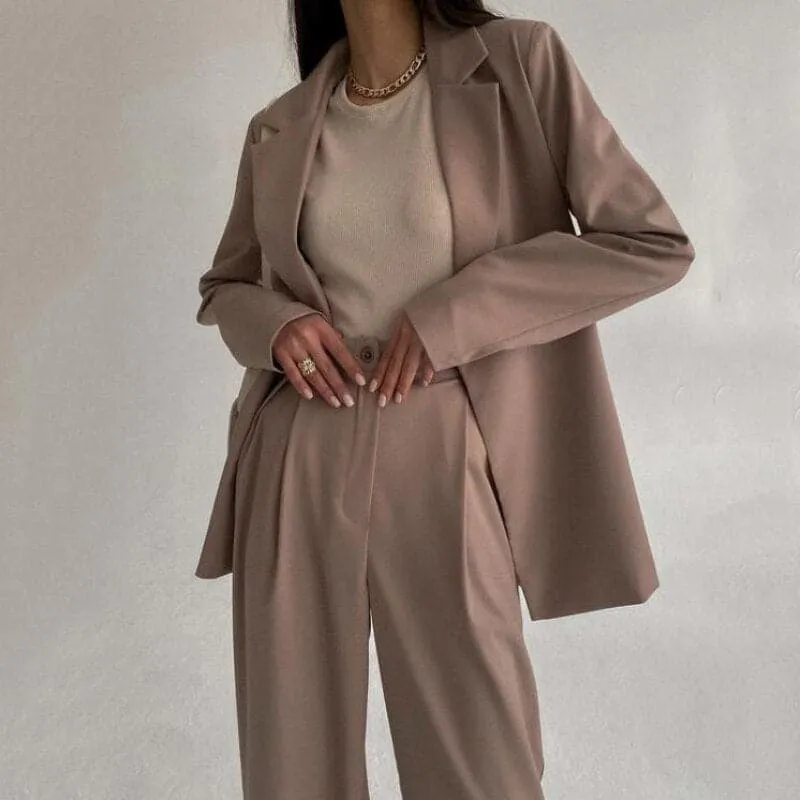 DressBetty - Women's Elegant Office Solid Blazer Pants Suit