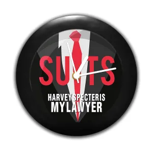 Epic Stuff - Suits- Harvey Specter is My Lawyer Design Plastic Round Table Clock (Without Numbering) - Best Gifts for Suits Fans/Suits Fandom/Best Accessories for Home and Office Decor