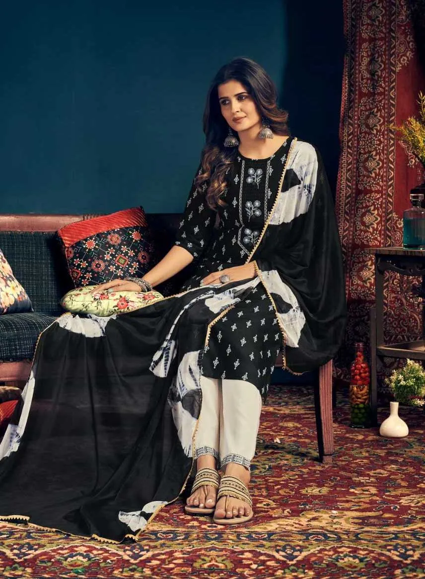 Fully Stitched Rayon Black Salwar Suits with Dupatta