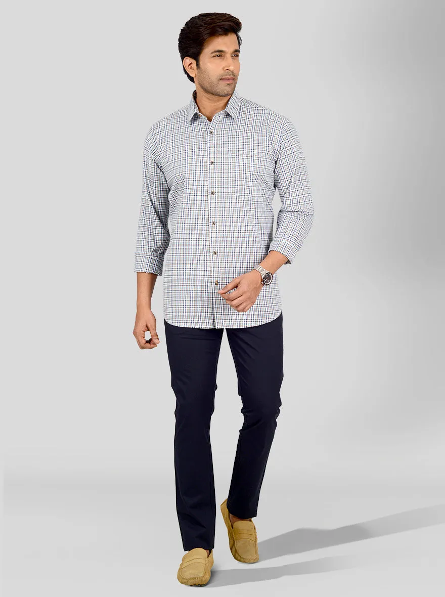 Green & Blue Checked Smart Fit Casual Shirt | Greenfibre