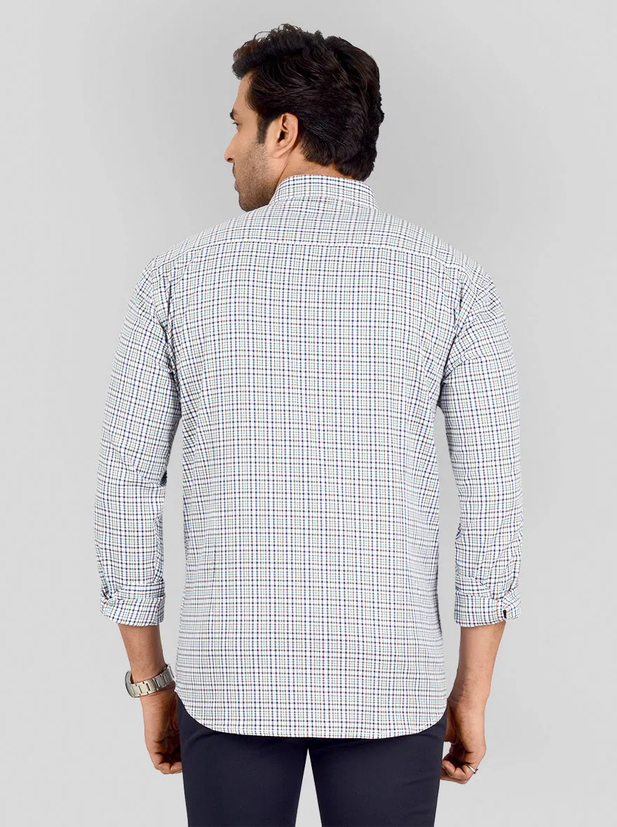 Green & Blue Checked Smart Fit Casual Shirt | Greenfibre