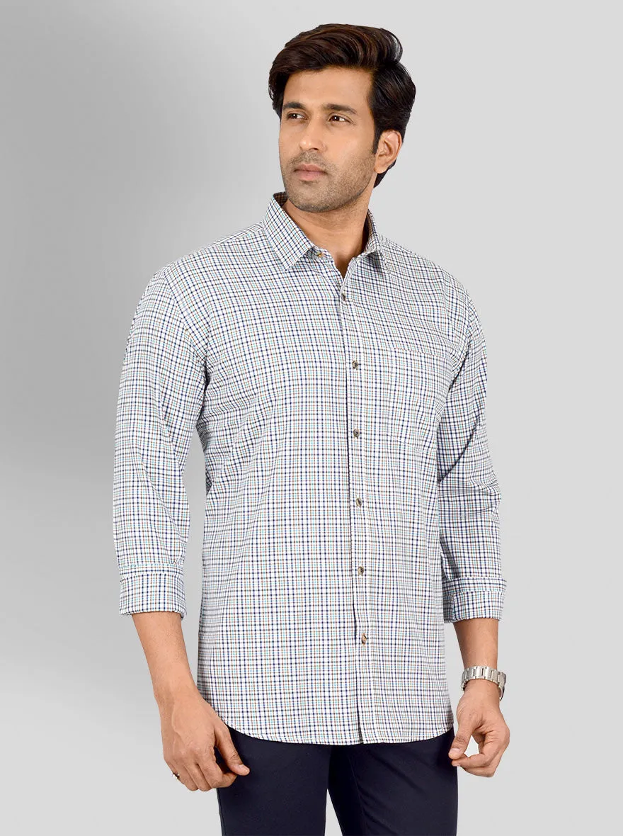 Green & Blue Checked Smart Fit Casual Shirt | Greenfibre