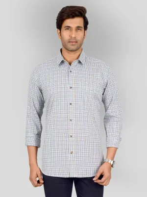 Green & Blue Checked Smart Fit Casual Shirt | Greenfibre