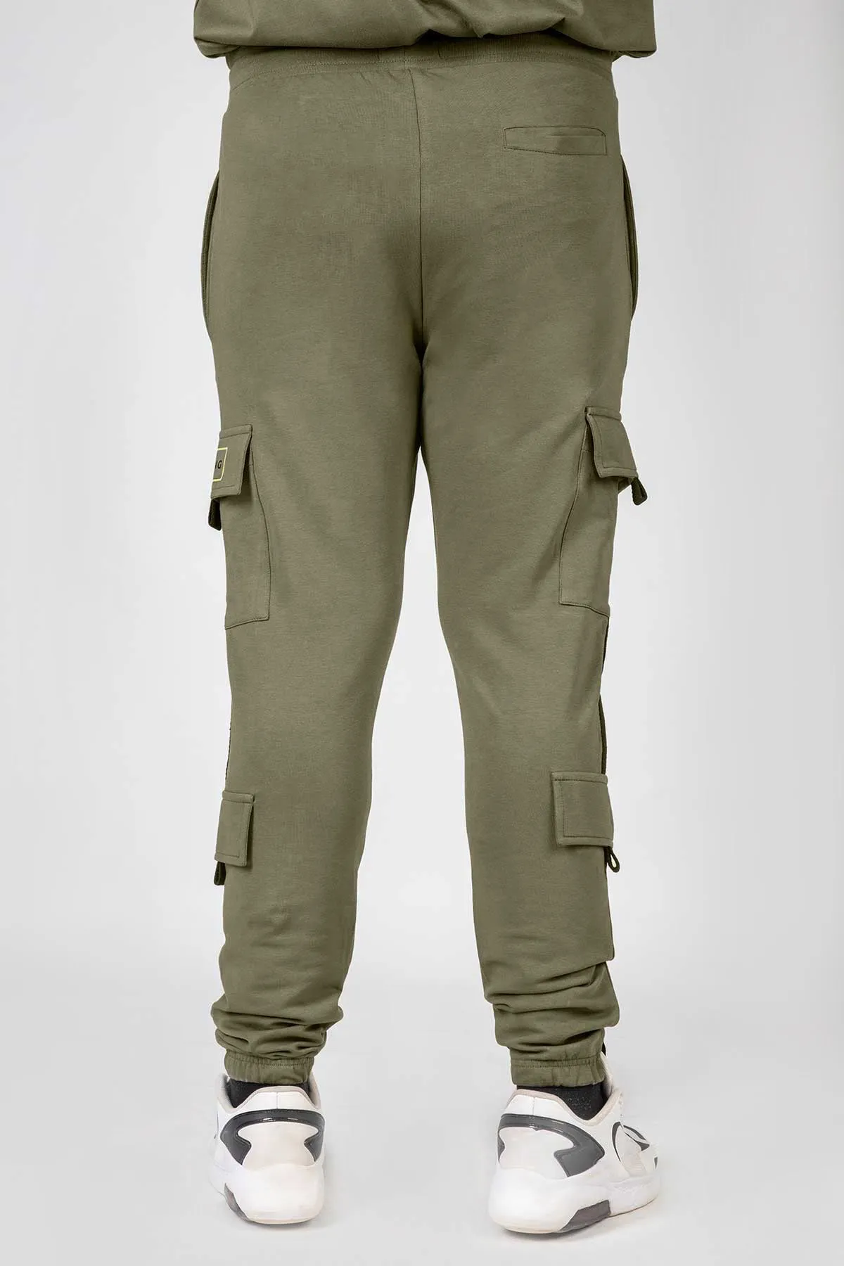 Green Cargo Joggers with Drawstring Closure & Pockets (Plus Size) - W23 - MTR097P