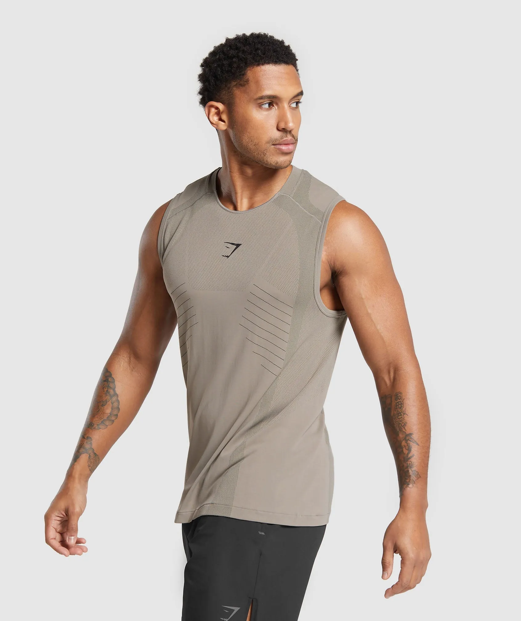 Gymshark Apex Seamless Tank - Linen Brown/Black