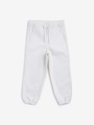 HOP Kids Off-White Solid Joggers