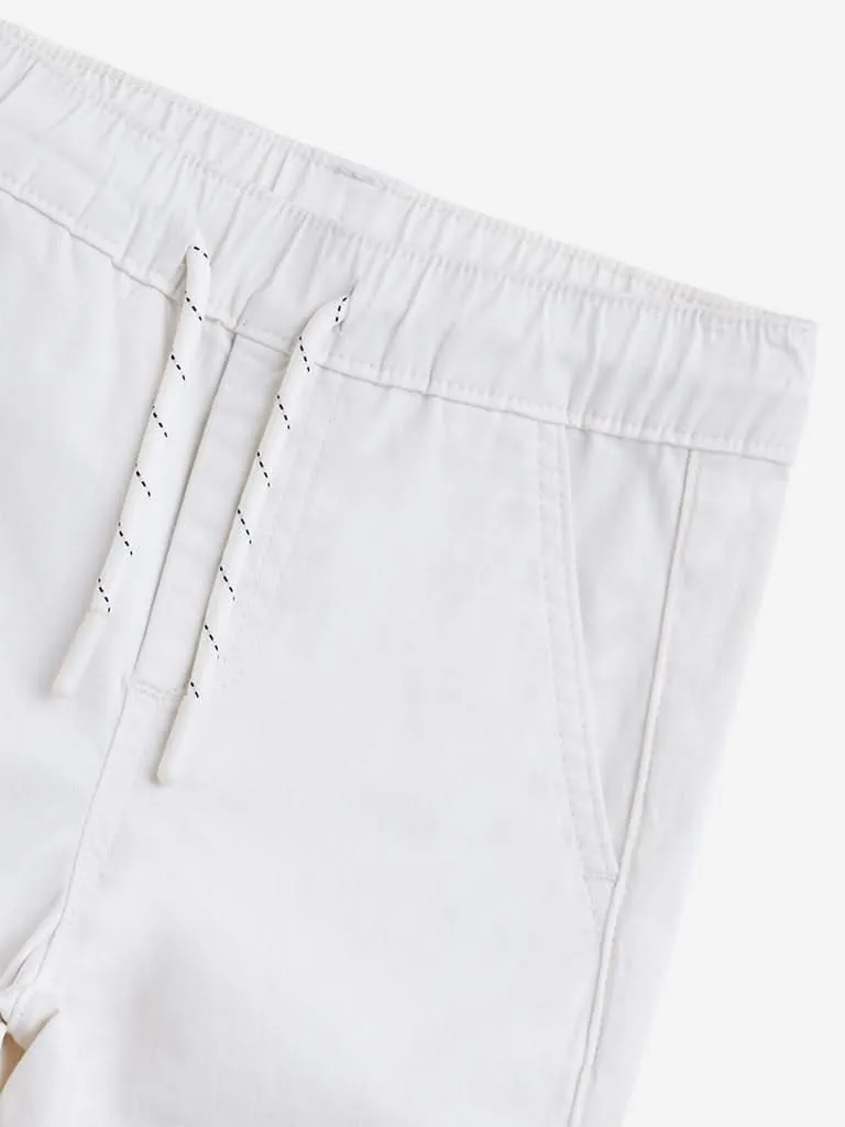 HOP Kids Off-White Solid Joggers