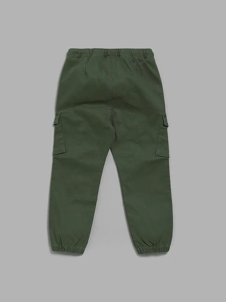 HOP Kids Solid Olive Cargo Joggers