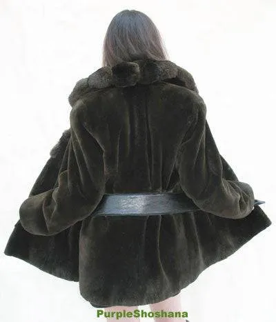 Hot! Candaian Sheared Beaver Fur Coat   Chinchilla M