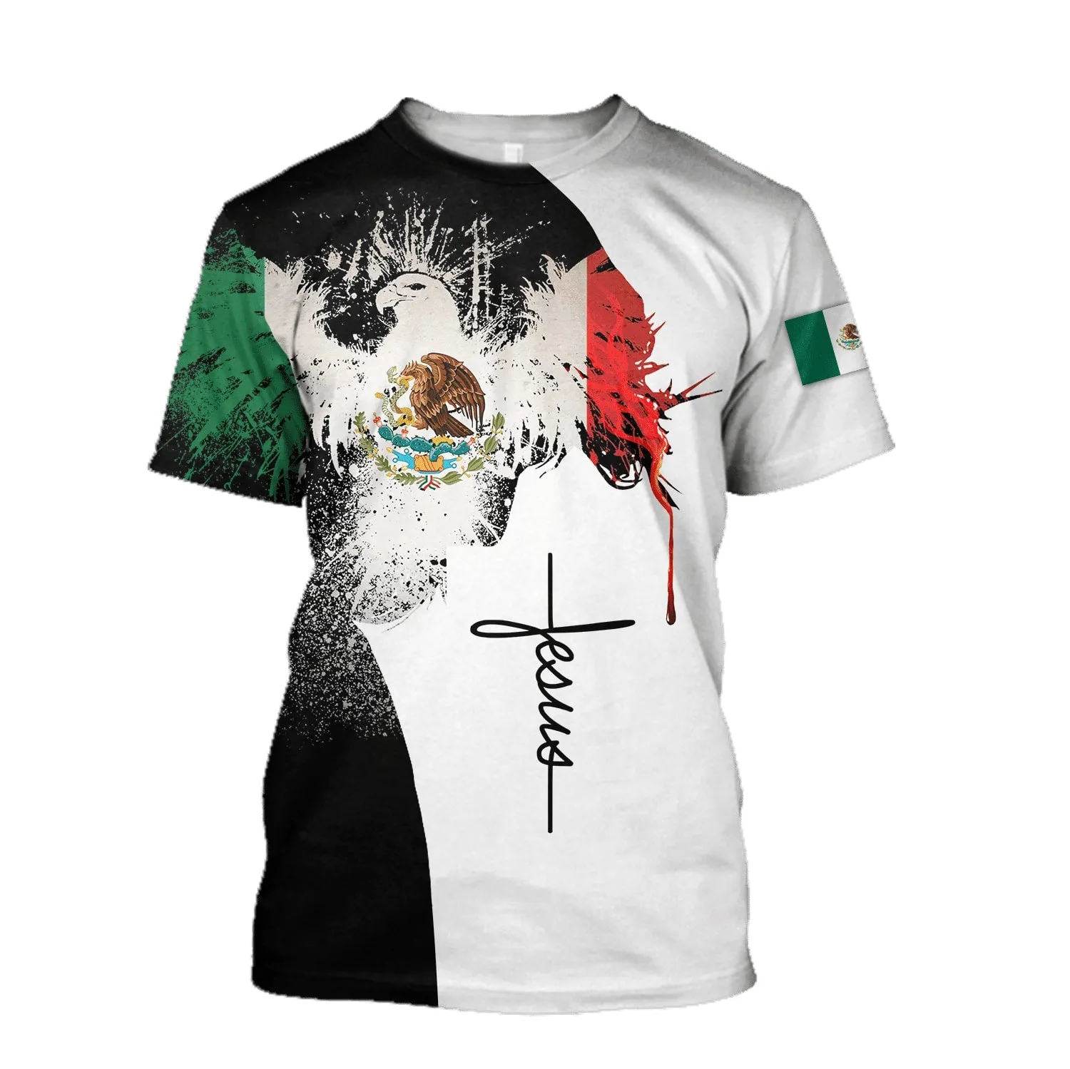 Jesus Mexican Eagle Symbols Jesus Unisex Shirt - Christian 3D Shirt