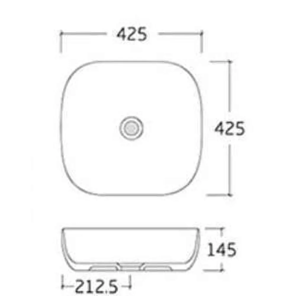 Jorford Sango Above Counter Square Basin 425 x 425 x 145mm White