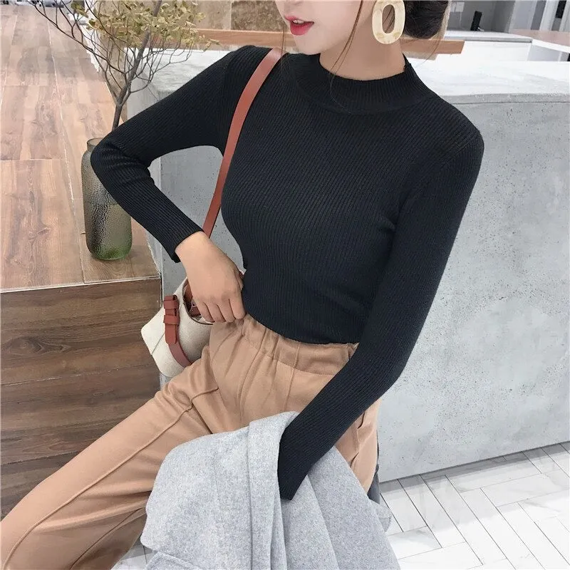 Knitted Turtleneck Sweater Casual Soft Jumper Long Sleeve