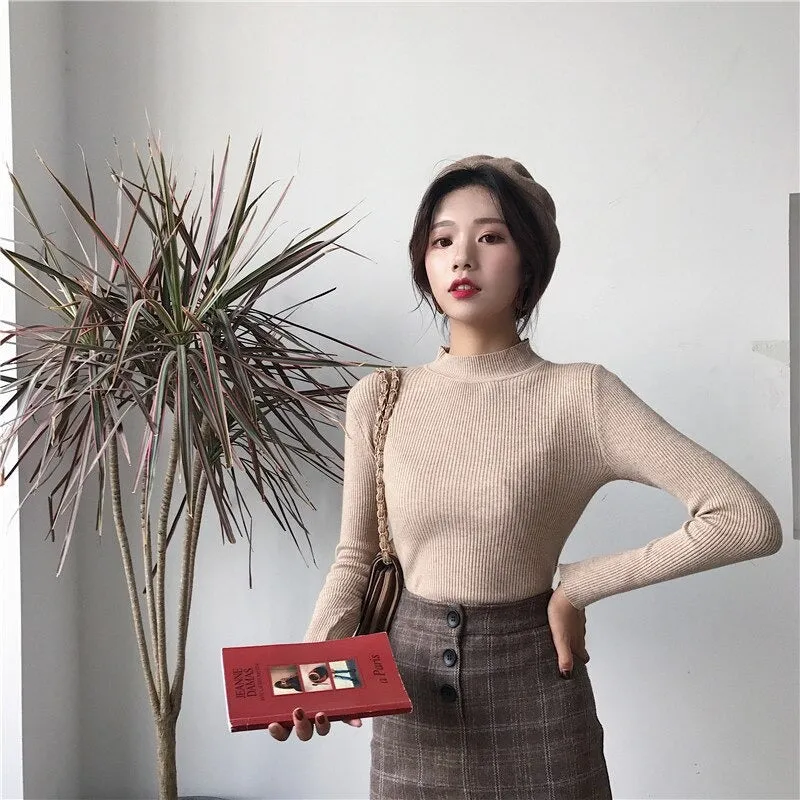 Knitted Turtleneck Sweater Casual Soft Jumper Long Sleeve