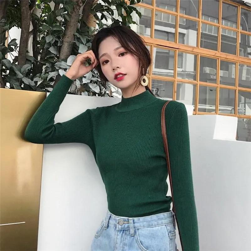 Knitted Turtleneck Sweater Casual Soft Jumper Long Sleeve