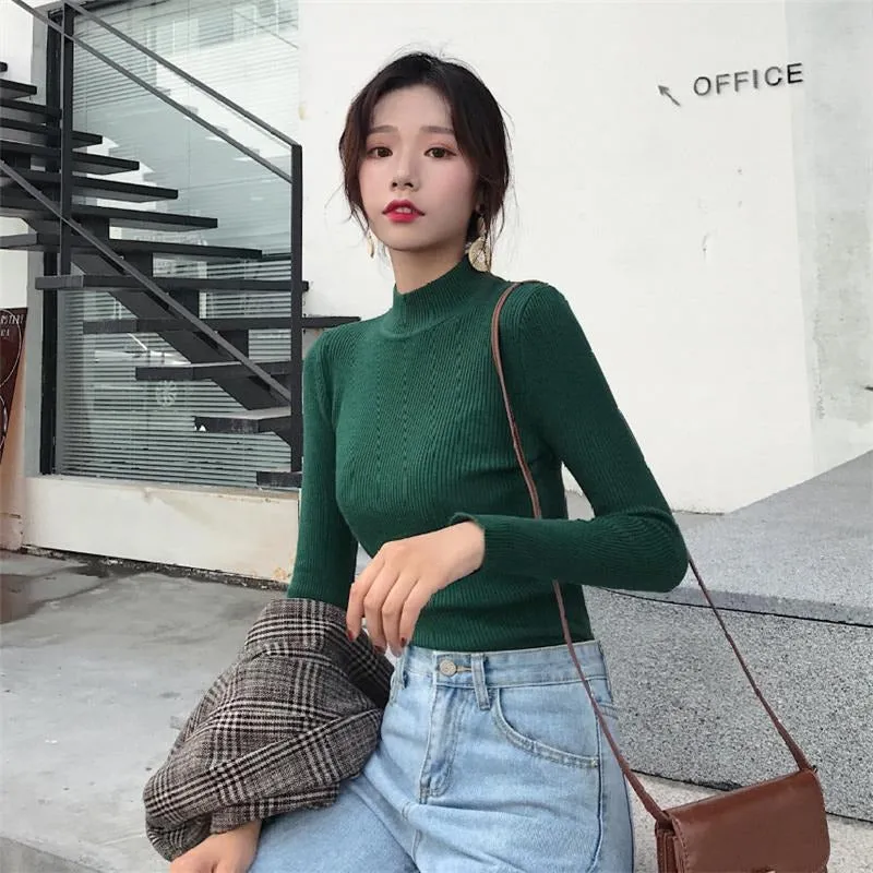 Knitted Turtleneck Sweater Casual Soft Jumper Long Sleeve