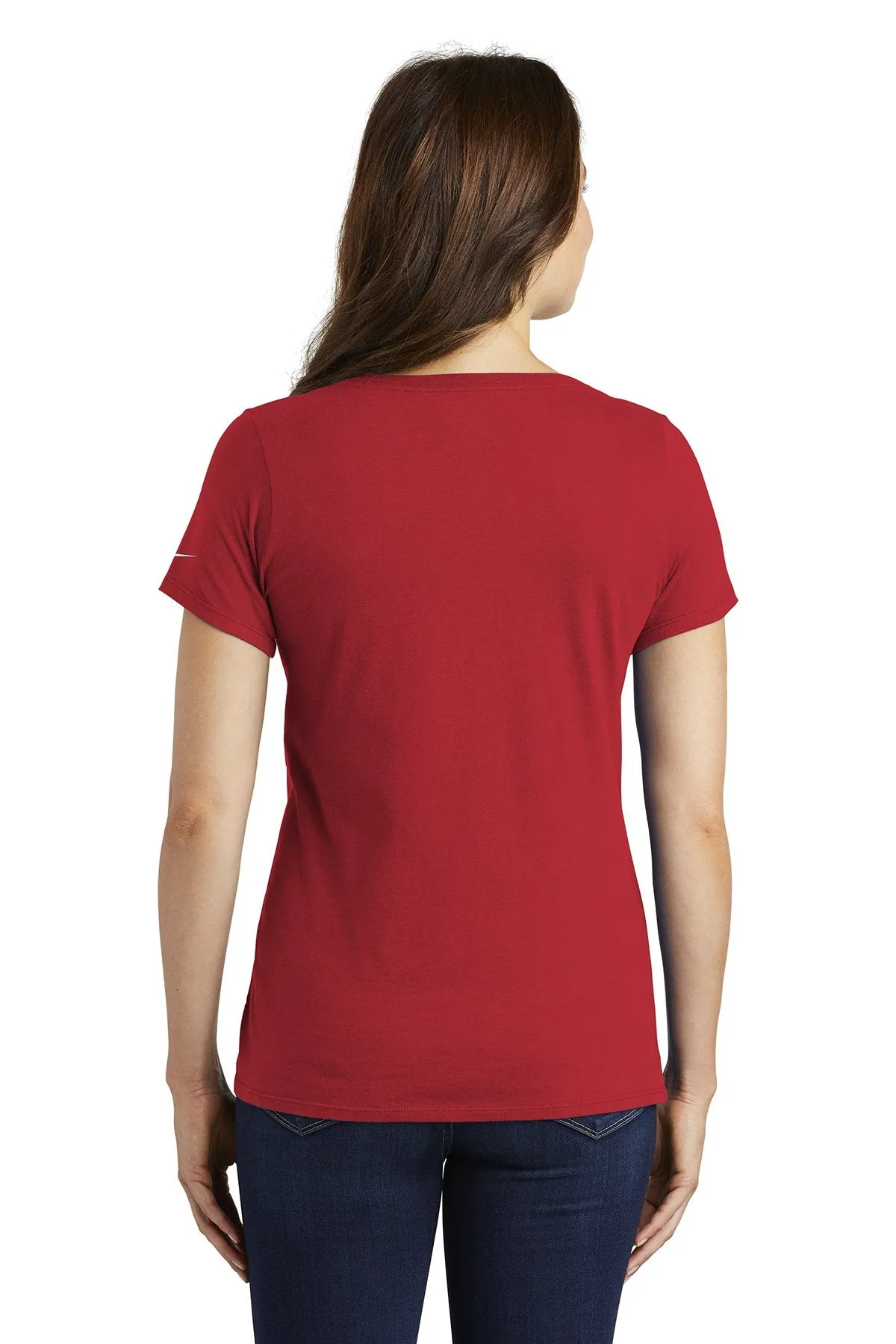 Nike Ladies Core Cotton Scoop Neck Customized Tees, Gym Red