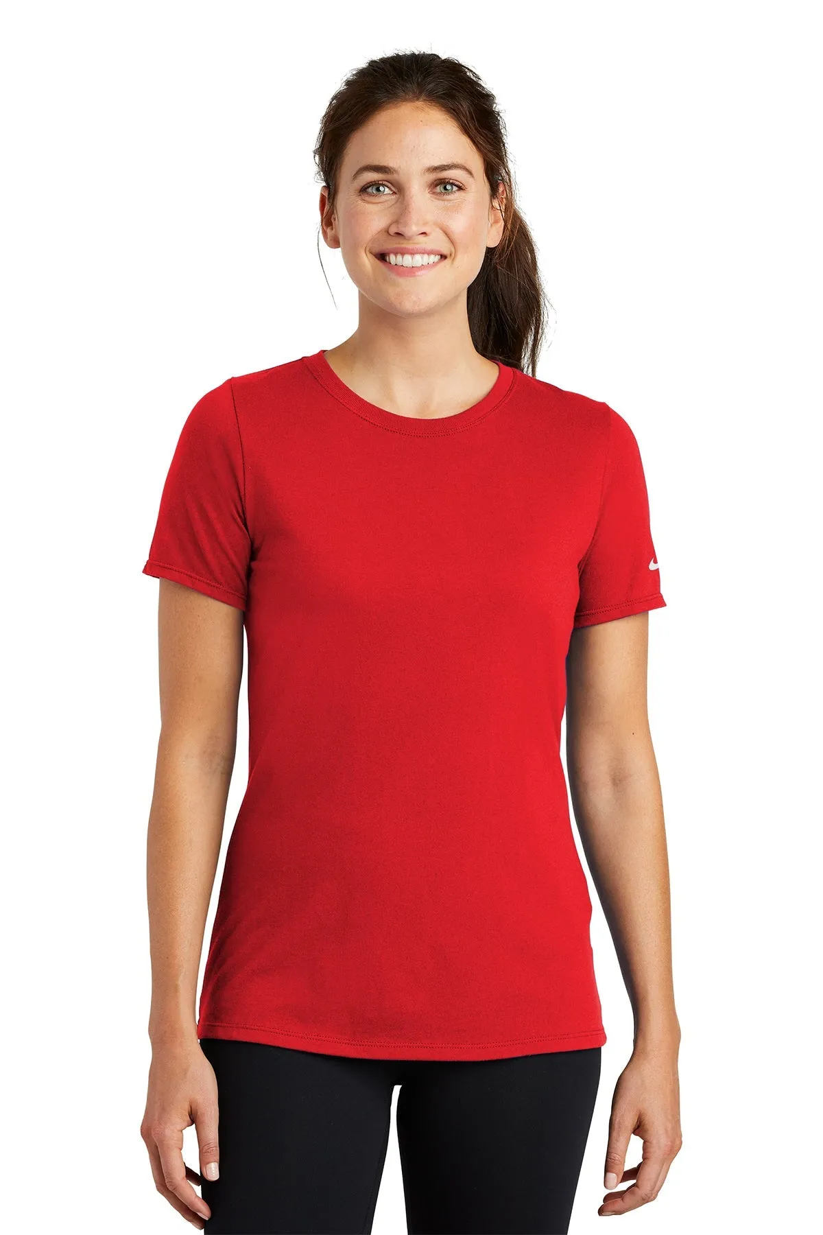 Nike Ladies Dri-FIT Scoop Neck Customized Tees, University Red