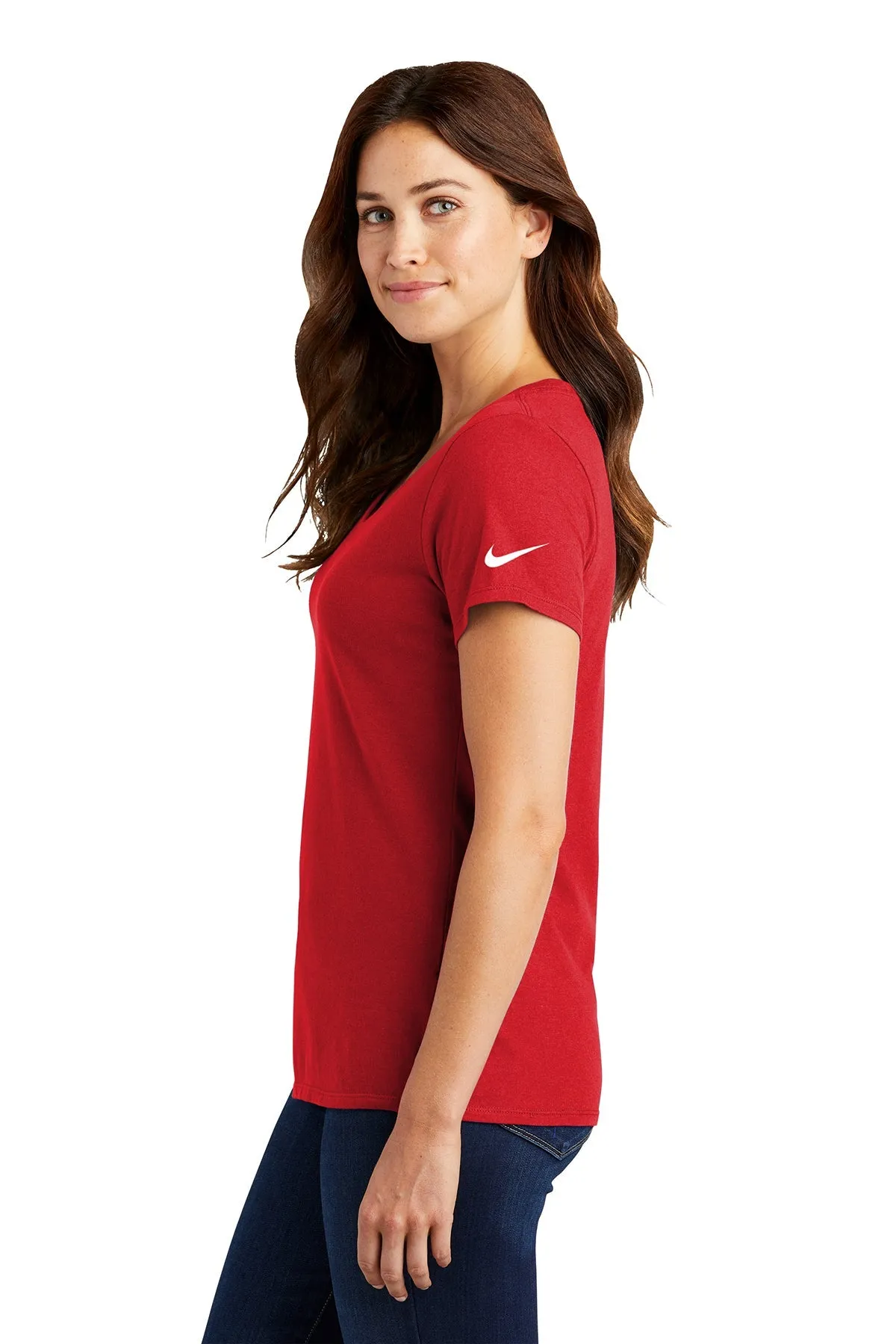 Nike Ladies Dri-FIT Scoop Neck Customized Tees, University Red