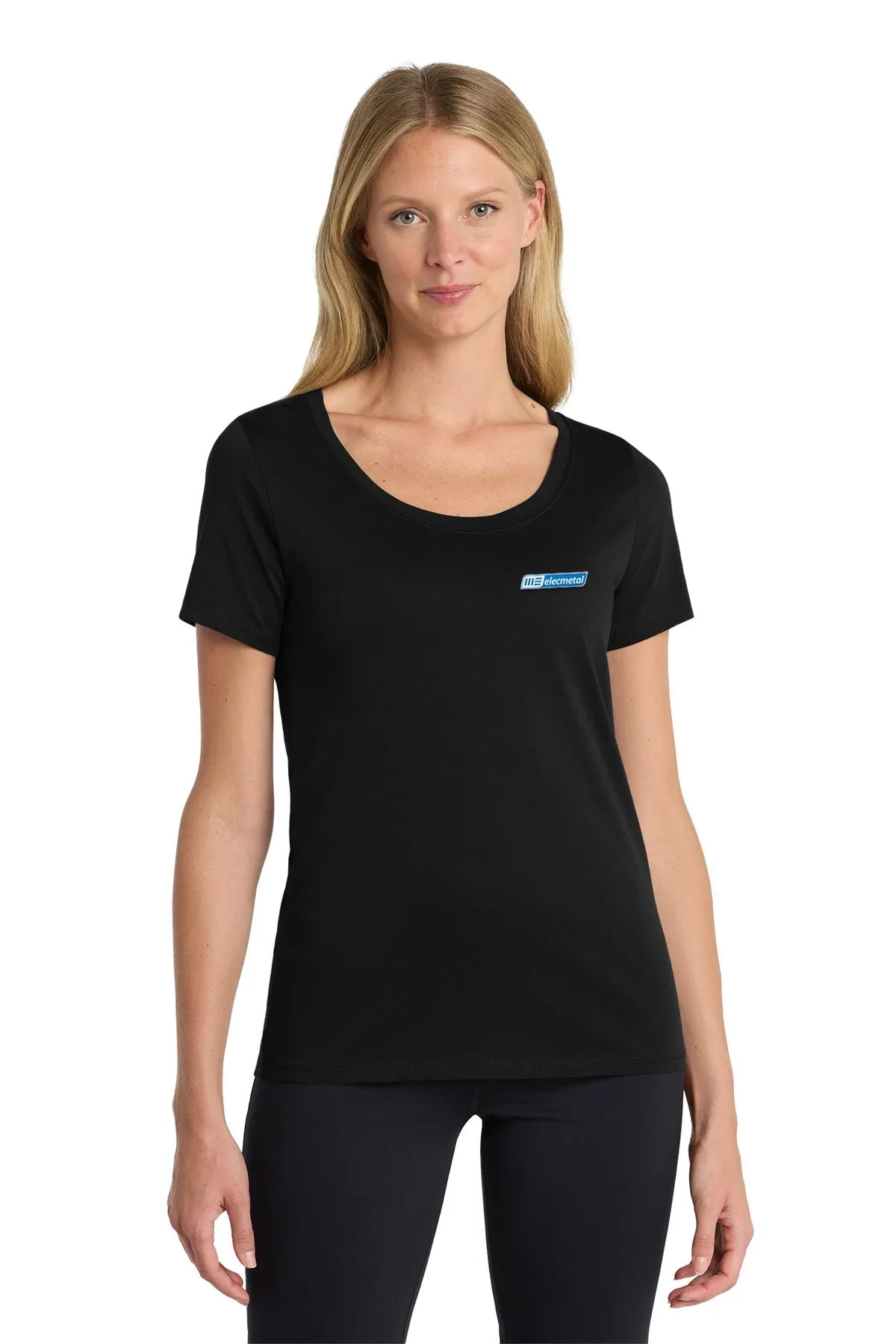 Nike Ladies DriFIT CottonPoly Scoop Neck Tee, Black [ME Elecmetal]