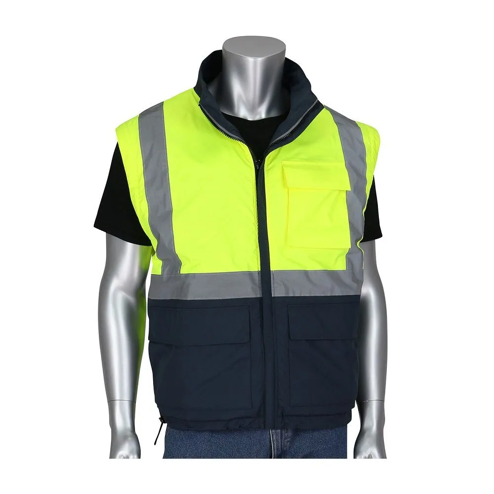 PIP 333-1500-R ANSI Type R3 4 in 1 Reversible Multi-Seasonal Windbreaker with Dark Gray Bottom, Hi Vis Yellow, 1 Each