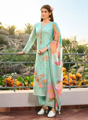 Pure Lawn Cotton Printed Unstitched Suit Material with Embroidery