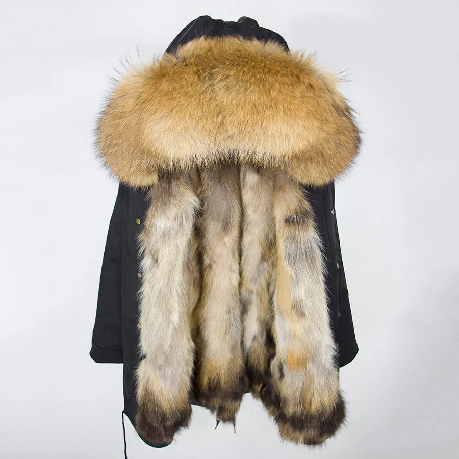 Real Fox Fur Liner Waterproof Coats (Multi - Colors)