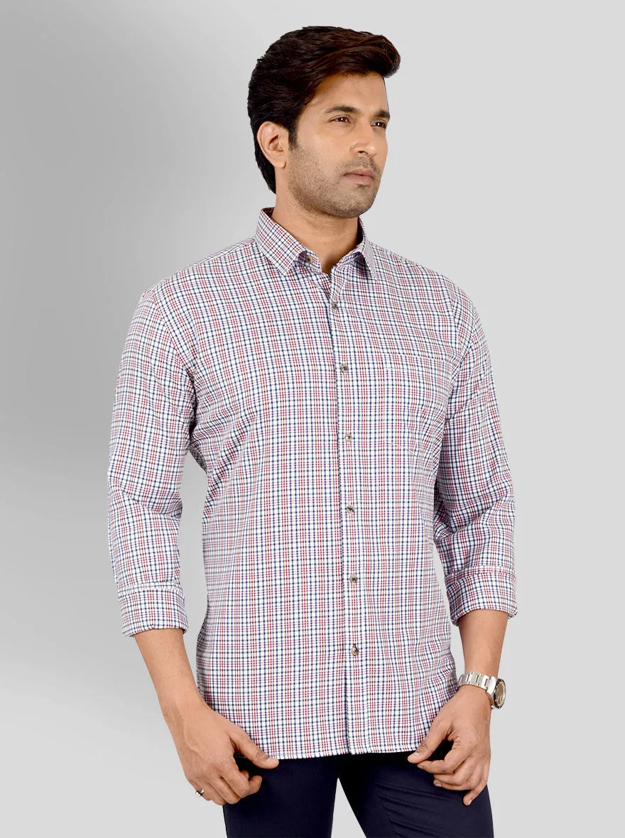 Red & Blue Checked Smart Fit Casual Shirt | Greenfibre