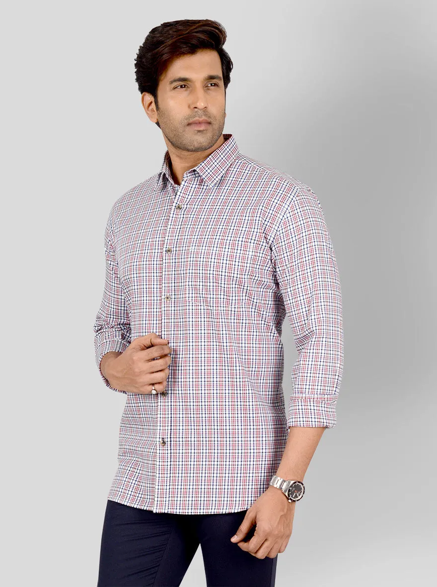 Red & Blue Checked Smart Fit Casual Shirt | Greenfibre