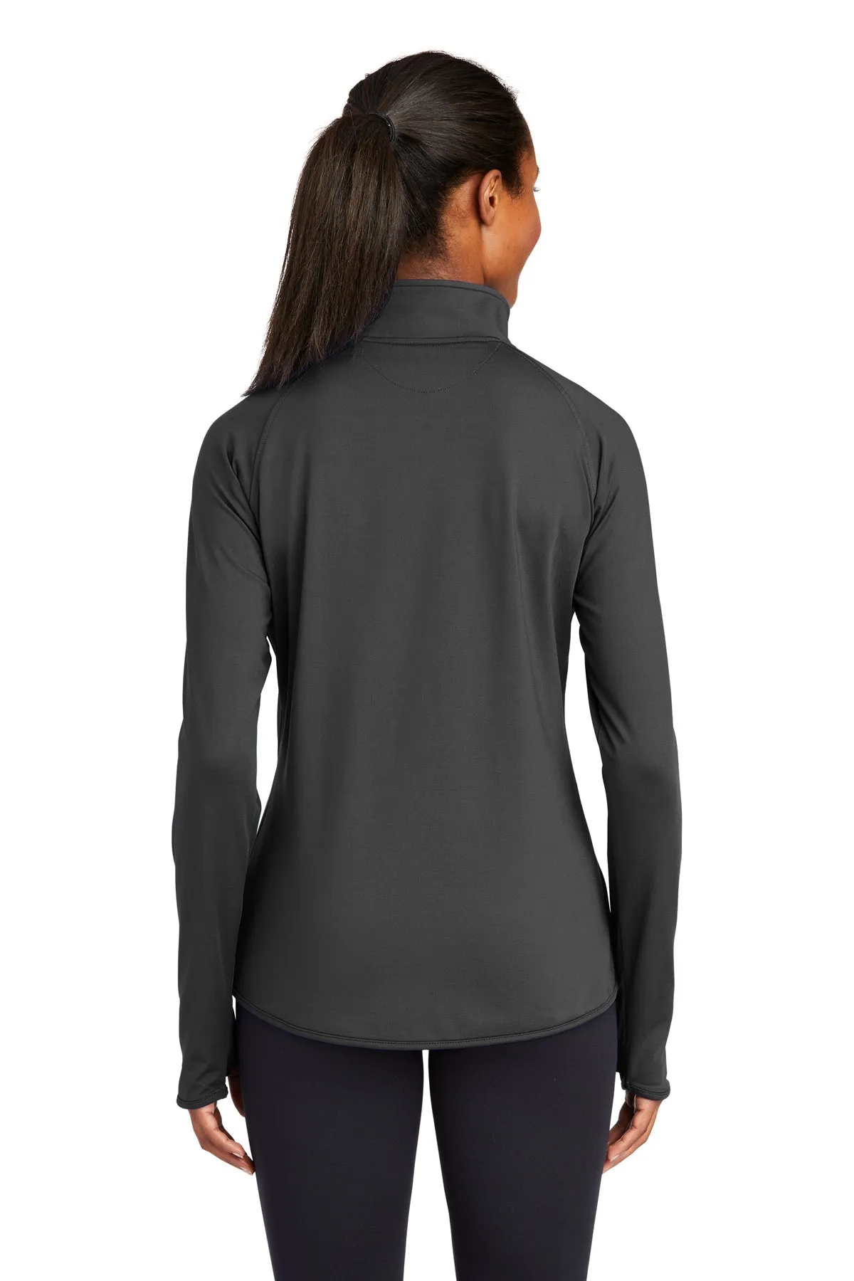 Sport-Tek Ladies Sport-Wick Stretch Customized 1/2-Zip Pullovers, Charcoal Grey