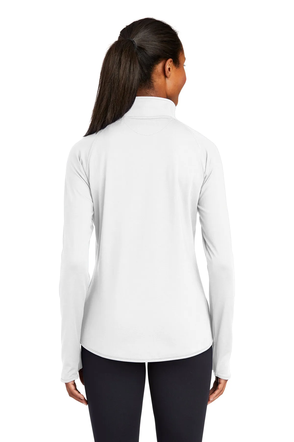 Sport-Tek Ladies Sport-Wick Stretch Customized 1/2-Zip Pullovers, White