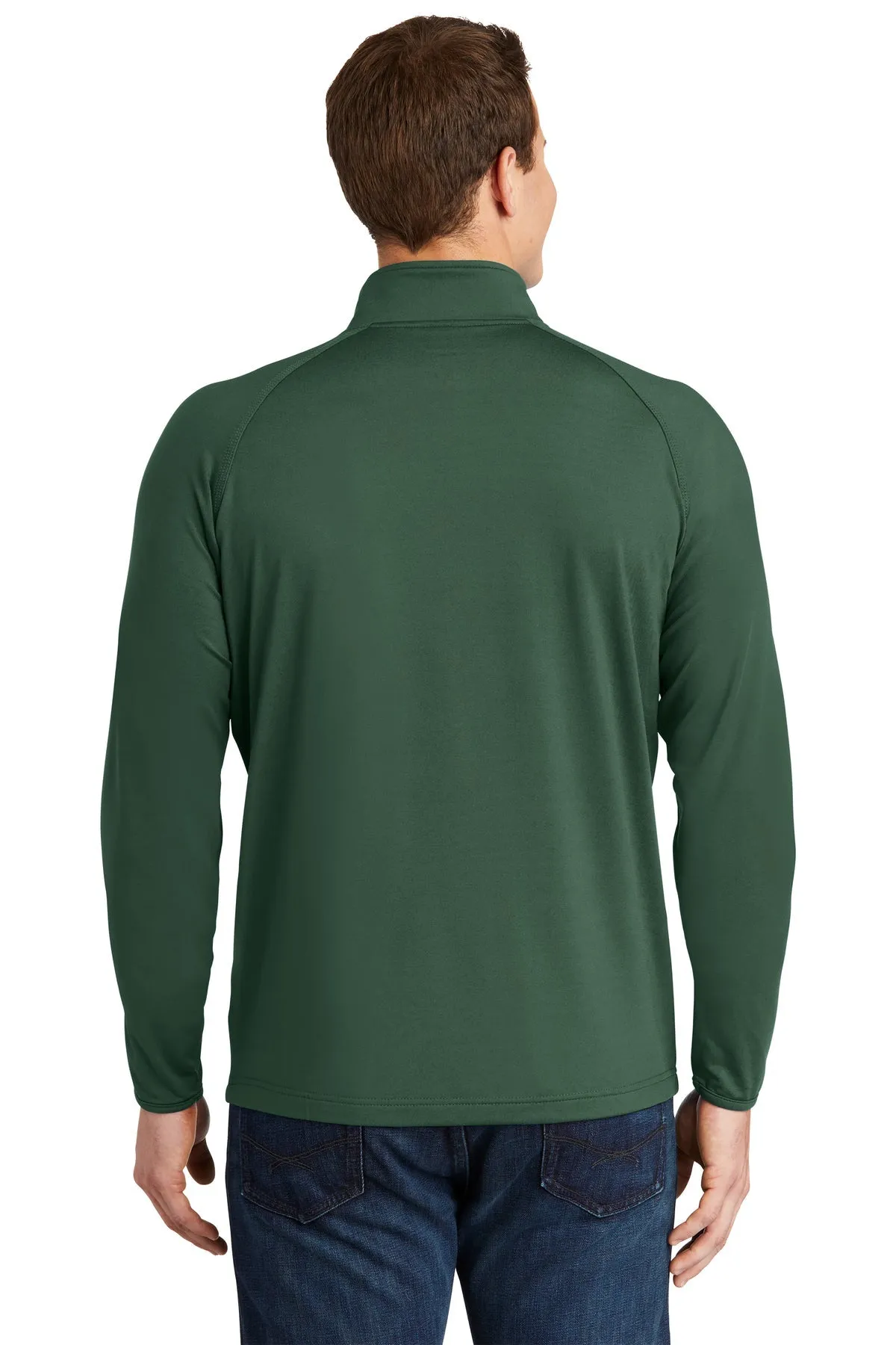 Sport-Tek Sport-Wick Stretch Branded 1/2-Zip Pullovers, Forest Green