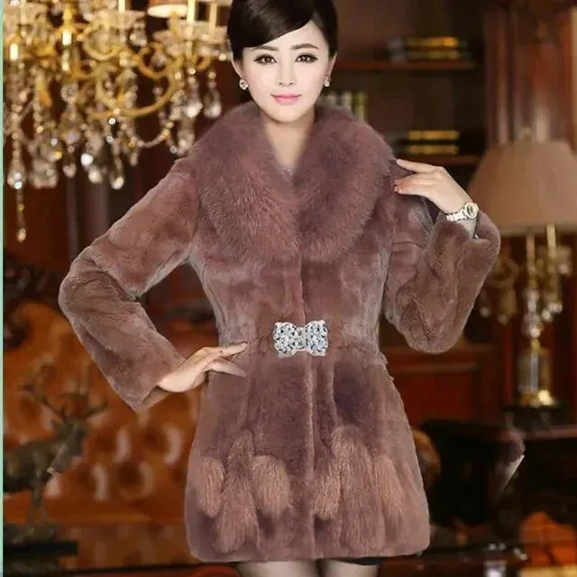 TAVIMART  -  New Winter Thick Plush Warm Clothes Big Size 4XL Overcoat Faux Fur Collar Fashion Ladies Coats Furry Female Coats Soft