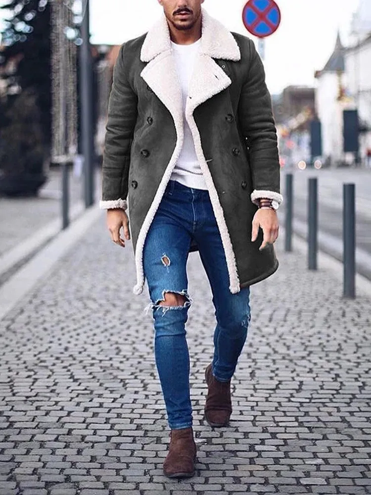 Winter Fleece Composite Faux Suede Men's Warm Jacket