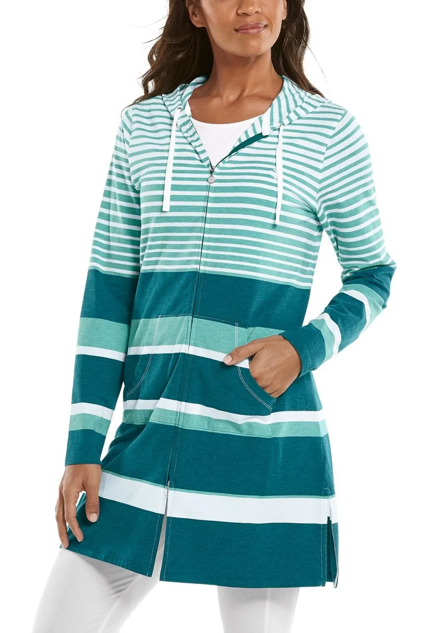 Women's Cabana Hoodie  |  Teal Variegated Stripe