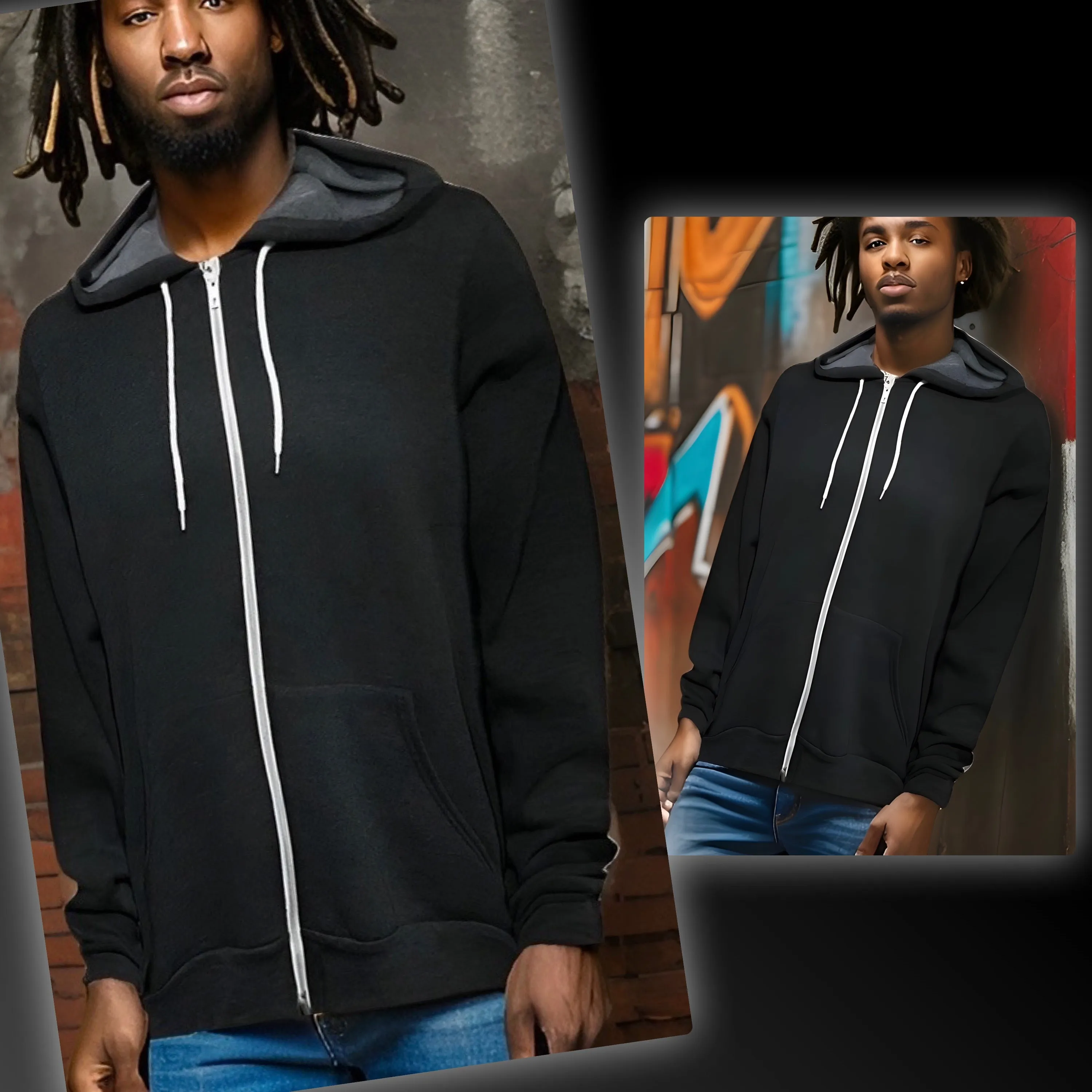 ^ZIP UP HOODIES^ (DARK GREY) (LIGHTWEIGHT)